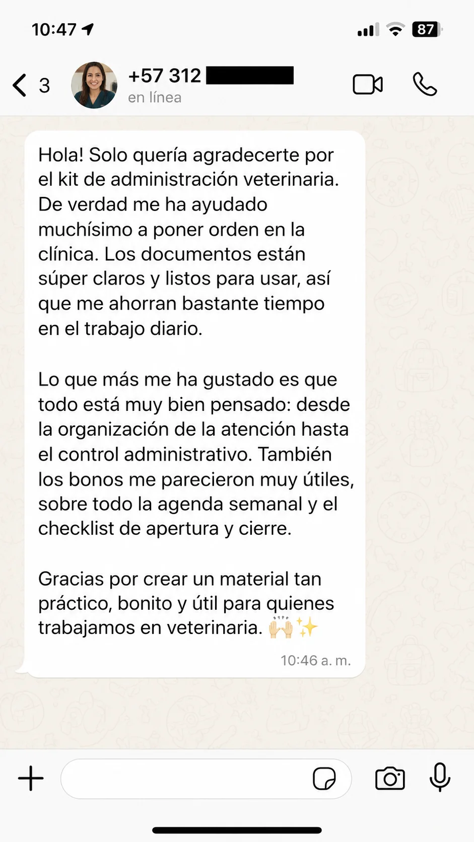 Testimonio 2 de clínica veterinaria